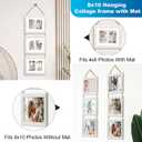 8x10 Hanging Picture Frames with 6 Openings 4x6 Pictures, HD Real Glass 8x10 Wall Hanging Collage frames with Mat, Hemp Rope Multiple Photo Frames for Wall Decor (White, 1 Pack)
