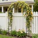 Thickened Rustproof Garden Arch Metal Trellis for Climbing Plants Outdoor, Wedding Arch Garden Arbor Frame Archway 4.9 x8.1 or 7.9 x6.7Ft Flower Arches for Bridal Party Decoration (Black)