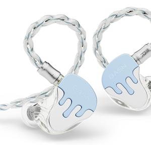 BASN BmasterX in Ear Audio Monitor, Hybrid 6 Drivers IEM Earphones with Crystal Clear Sound, Detachable Cable Plus Carrying Case Fit Kit for Musician, Stage, Studio (3.5mm & 4.4mm Jack, Blue/White)