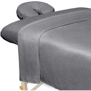 ForPro Professional Collection Premium Microfiber 3-Piece Massage Sheet Set, Cool Grey, Ultra-Light, Stain, and Wrinkle-Resistant, Includes Flat, Fitted Sheet and Massage Face Rest Cover