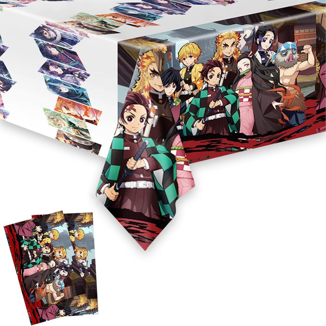 2 x 2Pack Demon Tablecloth Disposable Tablecover Birthday Party Supplies and Decorations for Kid Boy Baby Shower Rectangle Tables 70"X42"