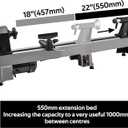 Extension Bed for Woodturning Lathe, Compatible with Harbor Freight Central Machinery 58358 10"X18" Wood lathe in grey color.