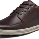 Jousen Men's Leather Fashion Sneakers Retro Dress Business Casual Shoes for Men (13, Amy5122-darkbrown)