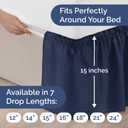 Wrap Around Dust Ruffle Bed Skirt - Navy Blue - for Queen Size Beds with 15 Inch Drop - Elastic Strap - Adjustable Pleated Bedskirt with Brushed Fabric and Wrinkle Free - for Women, Men, Kids & Teens