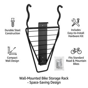 WALMANN Wall Mounted Horizontal Bike Rack, Foldable Space Saving Bicycle Storage Solution for 2 Bikes, Indoor Bike Storage for Garage
