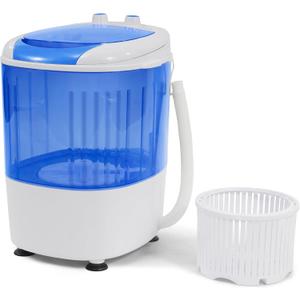Mini Spin Dryer Portable Washing Machine Rotary Timer Controller Compact Laundry for Home Apartment RV, White/Blue
