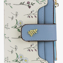 Cute Blue Flower Wallet for Women and Girls Small Kawaii Coin Purse with ID Window, Compact Cash Wallet for Ladies, Girls, and Teens, Lightweight and Stylish Design
