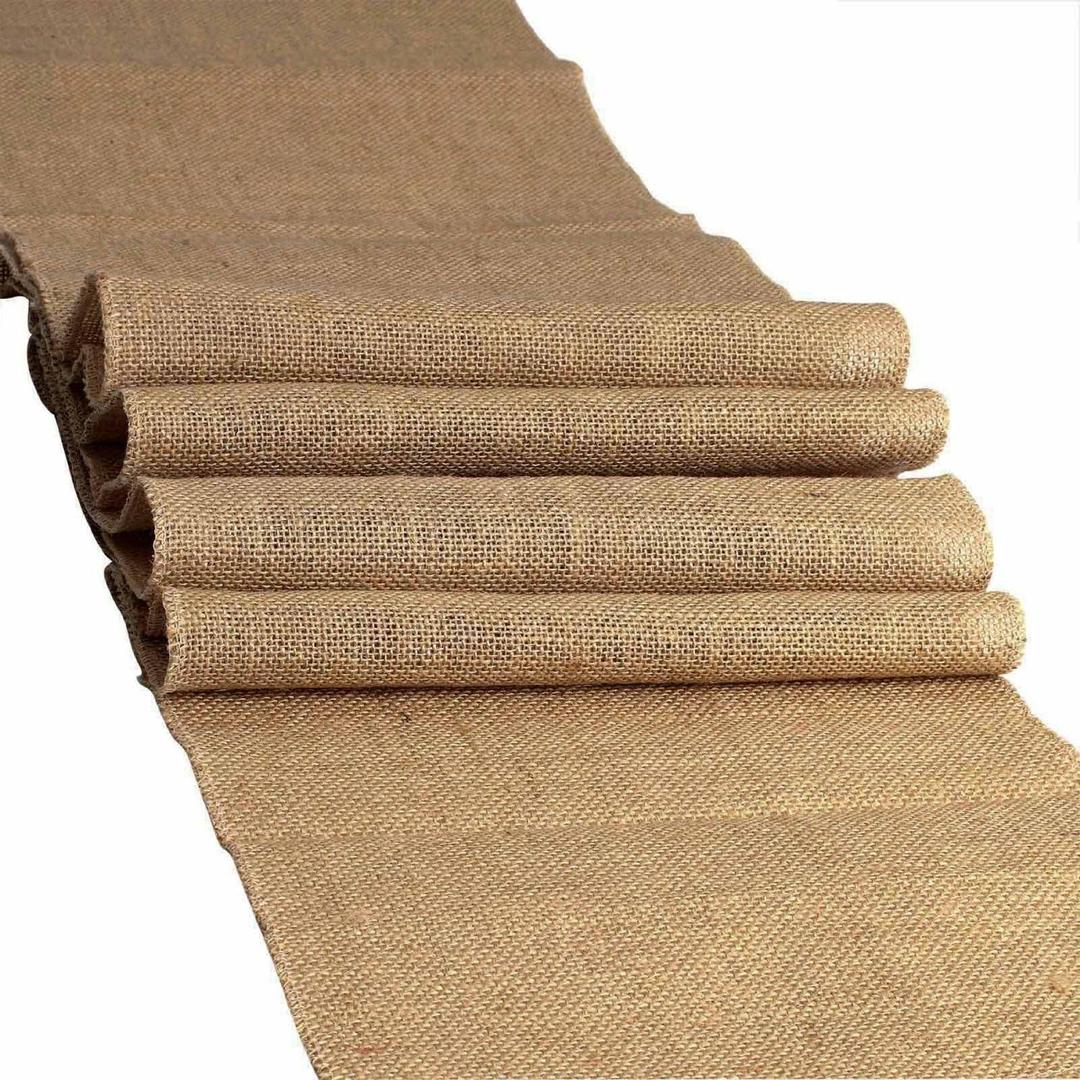 Sedona Designz 100% Natural Chic Rustic Burlap Jute Table Runner  12" x 108"  Odor-Free, Reusable, Serged Edges  Farmhouse Wedding & Event Dcor  Made in USA & Imported