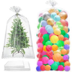 4 Pcs Balloon Bags for Transport with Ties, Large Plastic Balloon Storage Bag 98x59 inches(2pcs) 47x59 inches(2pcs), Giant Clear Carrying Storage Bags for Wedding Birthday Party Supplies