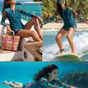Long Sleeve Rash Guard for Women - 2 Piece Swimsuit with Shorts Zip Up Swim Shirt with Built-in Bra (M)