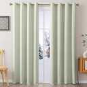 Blackout Curtains - Flame Retardant NFPA701 for Bedroom Living Room, 2 Panels 52x84 Inch Pale Green Grommet Drapes, Fluorine Free Thermal Insulated