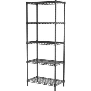 SINGAYE Shelf Wire Shelving Adjustable Storage Shelves Rack Standing Units for Kitchen Closet Laundry Bathroom Organizers Metal Pantry Narrow Mesh Gaps 12" D x 22" W x 59" H Black
