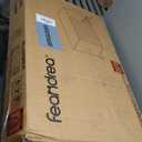 Feandrea Litter Box Enclosure, Modern Cat Litter Box Furniture Hidden, with Scratching Mat, Tall Legs, Cat House, Side End Table, 31.5 x 19.7 x 21.7 Inches, White and Gold UPCL007W01