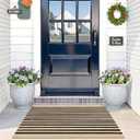 OLANLY Brown and Black Striped Rug 2' x 3' (24" x 36") Washable Cotton Doormat for Indoor Outdoor Use, Layered Front Porch Rug for Entryway, Kitchen, Patio