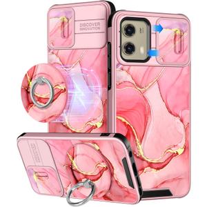 Buleens for Moto G Stylus 5G 2024 Case - with Ring Stand & Camera Cover Aesthetic Cute Designed Women Girls Pretty Girly Fashion Teens Phone Case for Motorola G Stylus 5G 2024 Compatible with Magsafe (Pink Watercolor)