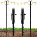 HOSKO String Light Poles, 1Pcs 10Ft String Light Pole for Outside, Heavy Duty Metal Poles for Outdoor String Lights, Adjustable Outdoor String Light Poles for Patio,Backyard,Garden