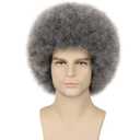 70s Grey Afro Wigs for Men Women Glueless Wear and Go Wig for Disco Halloween Costume Party Daily Use (Ombre Grey)