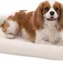FurHaven Dog Bed for Small Dogs & Cats, Bolster Crate Pad with Soft Supportive Base for Carriers & Kennels, Machine Washable, Small, Sherpa Fleece, Cream