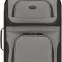 U.S. Traveler Rio Lightweight Softside Rolling Carry-on Suitcase, 2-Wheel Single, Grey, 21"