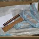 Solid Wood Dining Chair, Mid Century Dining Chair, Upholstered PU Leather Chair with Wide Curved Backrest, Chair for Dining Room, Kitchen, Walnut Finish (1-Pack)