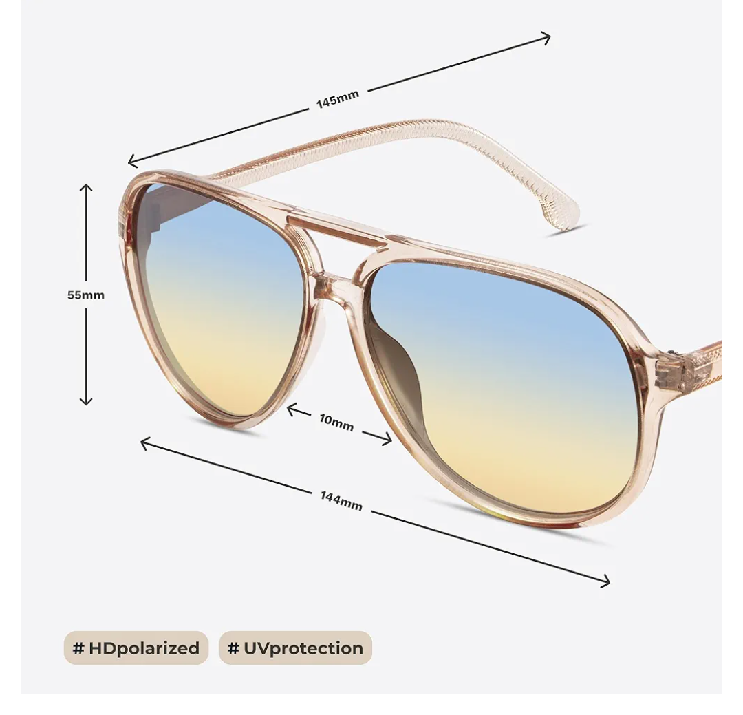 livho Trendy Polarized Aviator Sunglasses Women Men, Retro Sun Glasses for Women Men 2025, Oversized UV Protection Shades