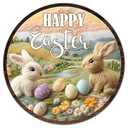 10" Easter Wooden Hanging Sign - Watercolor Bunny Hanging Plaque Decor For Room Office Party Wall Door - Easter Spring Celebration Decorative Party Decoration & Gift Supplies - A01