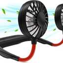RJVW Portable Neck Fan, Hand Free Personal Hanging Neck Sports Fan USB Rechargeable (3 Speed Adjustable) Wearable Cooling Head Fan,360 Degree Free Rotation for Traveling, Sports, Office, Reading