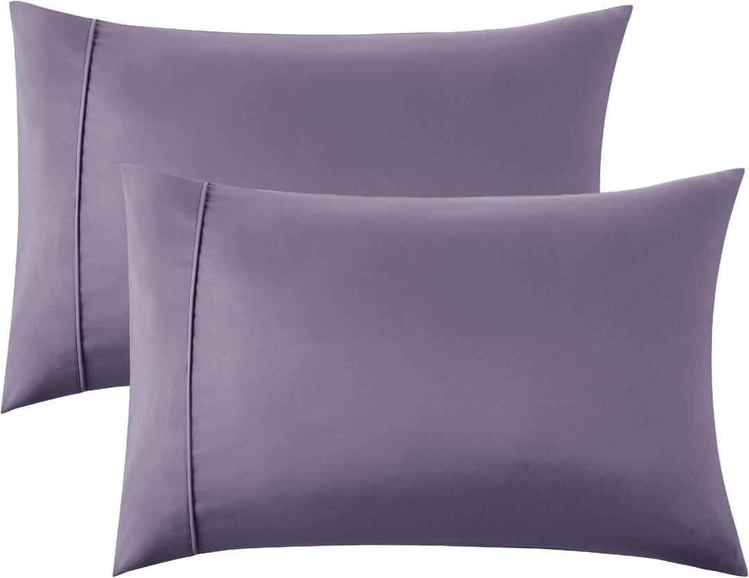 Bedsure Queen Pillow Cases Set of 2 - Grayish Purple Polyester Microfiber Pillowcase 2 Pack, Super Soft and Cozy Pillowcase, Pillow Case Covers with Envelop Closure, 20x30 Inches