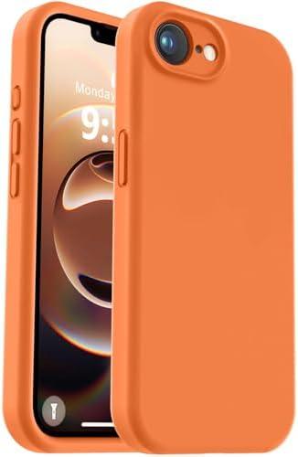 Vooii Compatible with iPhone 16e Case, Liquid Silicone Upgrade [Camera Protection] [Soft Anti-Scratch Microfiber Lining] Shockproof Phone Case for iPhone 16e 6.1 inch - Bright Orange