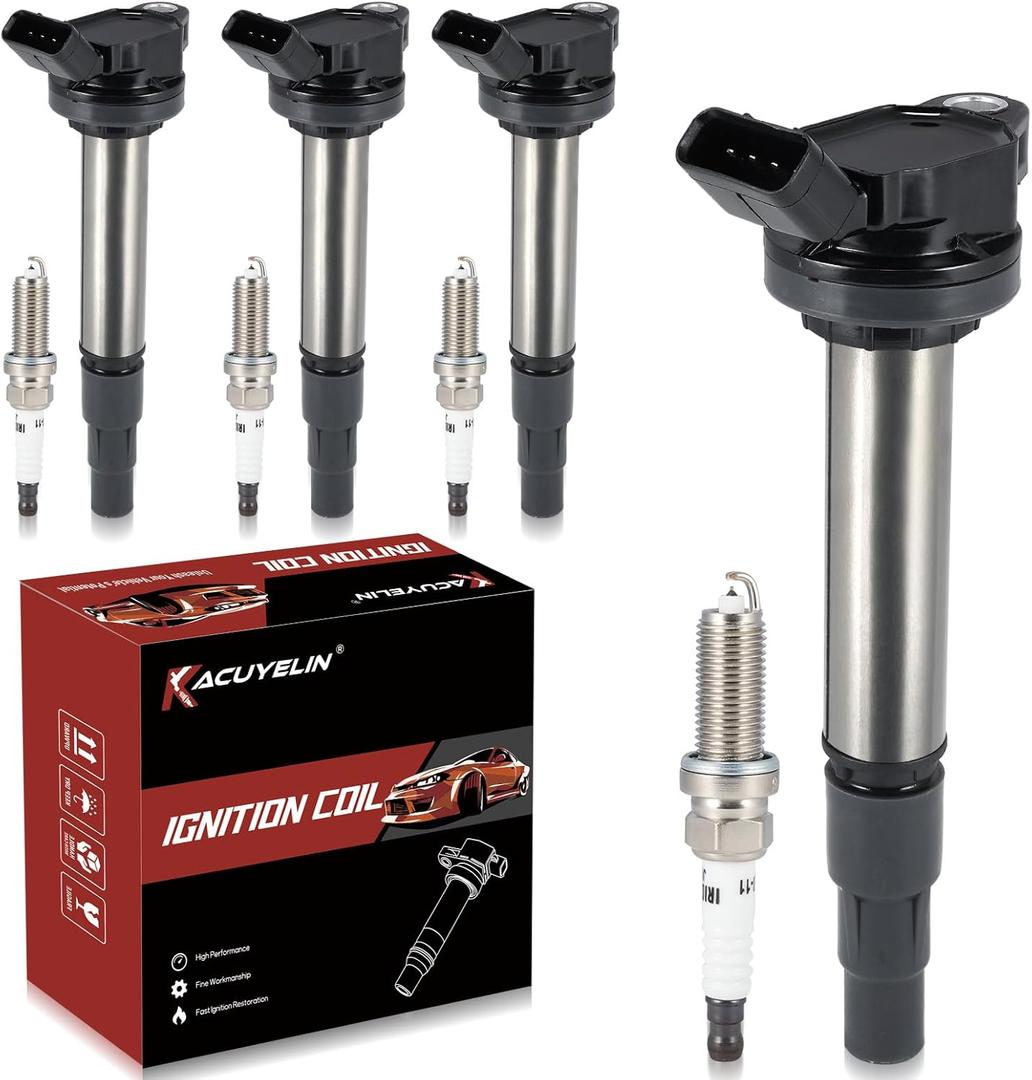 UF596 Ignition Coil Pack & Iridium Spark Plugs Compatible with Toyota Corolla Matrix Prius Prius Plug-In Prius V Lexus CT200h Scion xD 1.8L L4 2008-2015 UF596 Coil Pack Sets of 4