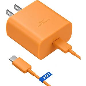 45W Super Fast Charger USB Type C Charger Cord 6.6FT with Android Phone Charger Fast Charging Block for Samsung Galaxy S25/S25 Ultra/S25+/S24 Ultra/S24/S24+/S23 Ultra/S23/S22/S20/S21/Note 10/20,Orange