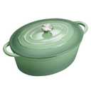 NSIRONS Enameled Dutch Oven Pot with Lid, 7 QT Cast Iron Dutch Oven with Dual Handles, Oval Dutch Oven for Cooking, Bread Baking, Frying, Non-stick Enamel Coated Oven (Pistachio Green)