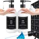 Glass Foam Soap Dispenser and Plastic Liquid Soap Dispenser Designed for Kitchen and Bathroom, Includes One Extra Pump, 12 Waterproof Tabs Funnel (White+White)