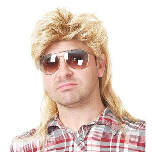 Kaneles Mullet Wigs for Men 80s Costumes Fancy Party Accessory Cosplay Halloween Wig (Light Blonde)