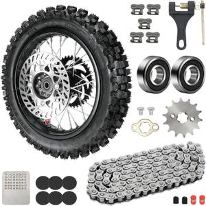 12'' Rear Wheel 80/100-12 3.00-12 Dirt Bike Tire and Inner Tube Assembly for 110cc 125cc SSR SR125 CX65 TaoTao DB14 Coolster QG-214 with Brake Rotor 428 41T Chain Sprocket