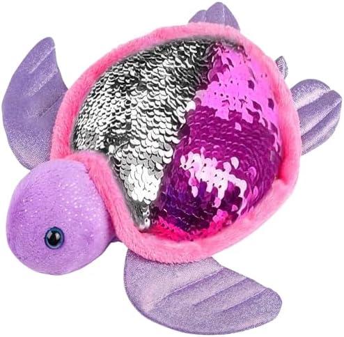 ArtCreativity Flip Sequin Sea Turtle Plush Toy, 1PC, Soft Stuffed Sea Turtle with Color Changing Sequins, Cute Home and Nursery Animal Decorations, Calming Fidget Toy for Girls & Boys, 10.5 Inches
