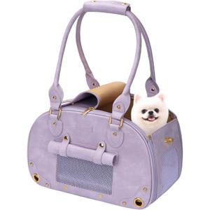 Dog Carrier Purse, Pet Bag, Waterproof Premium Leather Pet Travel Portable Bags for Cat and Small Dog Home & Outdoor Small Purple (15.3"L x 8.1"W x 10.0"H)