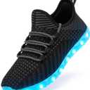 Light Up Shoes for Women Men, Unisex USB Charging LED Shoes Adult Halloween Mesh Upper Glowing Luminous Trainers Dancing Flashing Sneakers (13 Women/11.5 Men, Black)