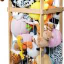 Stuffed Animal Storage with Large Capacity, Stuffed Animal Zoo Toy Storage, Large Wood Plushies Storage Organizer for Kids Room Nursery Play Room Bedroom (Natural)