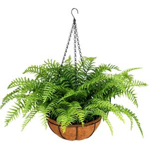 Fake Ferns with Hanging Baskets, Lifelike UV Resistant Artificial Hanging Plants Outdoor Faux Plants for Front Porch Patio Garden Home Dcor(1 Set)