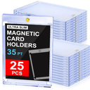 YZtree 25ct Magnetic Card Holders: 35 pt Magnetic Cards Case for Trading Cards, UV Protection Hard Plastic Card Protectors for Sports, Baseball, Game, Standard Display