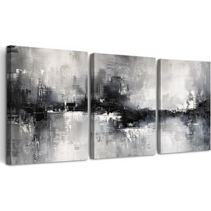 DZRWUBHS Large Wall Art for Living Room Canvas Wall Decor for Bedroom Black And White Wall Painting Inspirational Abstract Pictures Artwork Modern Office Ready to Hang Minimalist Home Decor Set of 3 20x28