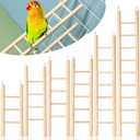 Kigeli 6 Pcs Wood Step Ladder for Bird, Hanging Bird Ladder Parrot Step Cage Hanging Climbing Toys for Parakeets, Parrots, Cockatoo and Lovebirds