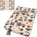 Floral Book Cover for Paperbacks,Adjustable Waterproof Soft Canvas Fabric Book Cover with Pocket Bookmark,Double Side Print Book Protector Covers for Hardcover Book Lover Gift Women