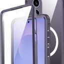 Miimall Strong Magnetic for Samsung S25 Edge Case,[Built-in Glass Screen Protector][Compatible with Magsafe][Military Shockproof Dropproof]Full Heavy Duty Phone Case for Samsung S25 Edge,Purple/Clear