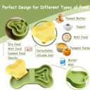 LittleEdenOutpost Bone Slow Feeder Bowl for Dogs Cats - 2-in-1 Lick Mat & Water Dish with 6 Non-Slip Pads, Food-Grade PP & Silicone Pet Bowl for Anti-ChokingFun FeedingAnxiety Relief (Green)