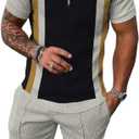 Mens Short Sets 2 Piece Outfits Short Sleeve Zipper Polo Shirt and Shorts Sets Casual Sport Summer Outfits Tracksuits (Gray)