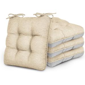 Love's cabin Memory Foam Chair Cushions Set of 4, 19"x19"x3.5" Indoor & Outdoor Seat Pads for Dining, Kitchen, Office, Patio Chairs - Khaki