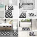 OLANLY Bathroom Rugs Set 2 Piece, Microfiber Bath Shower Mat and U-Shaped Toilet Rug, Machine Wash Dry, Non-Slip Absorbent Shaggy Bath Mats for Tub, Shower and Bathroom (24"x16"+24"x20", Dark Grey)