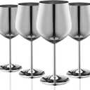 Stainless Steel Wine Glasses Set of 4, 18oz Unbreakable Metal Wine Glass, Fancy, Unique Wine Goblets for Outdoor, Travel, Camping and Pool, Ideal Gift for Wine Lovers (Silver)